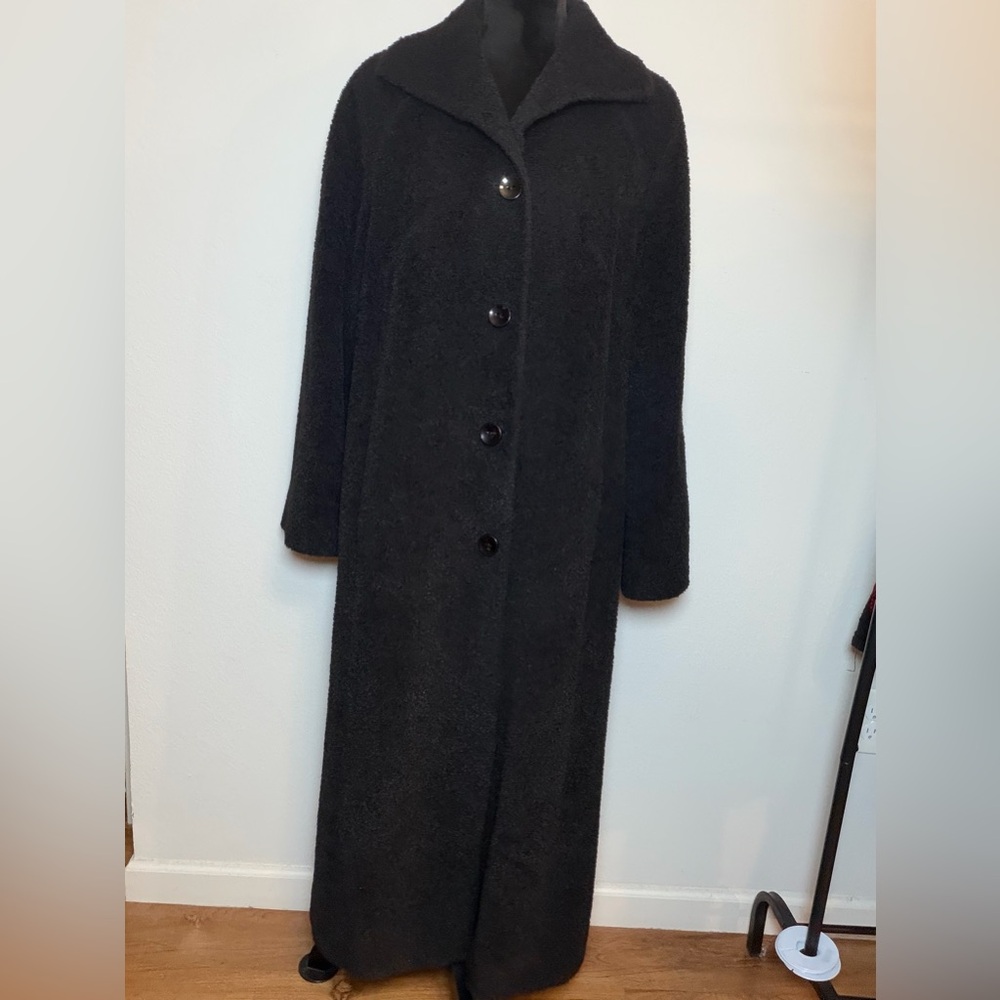 Jones New York Collection Textured Long Trench Coat Wool/Alpaca Suri
Black Sz 14